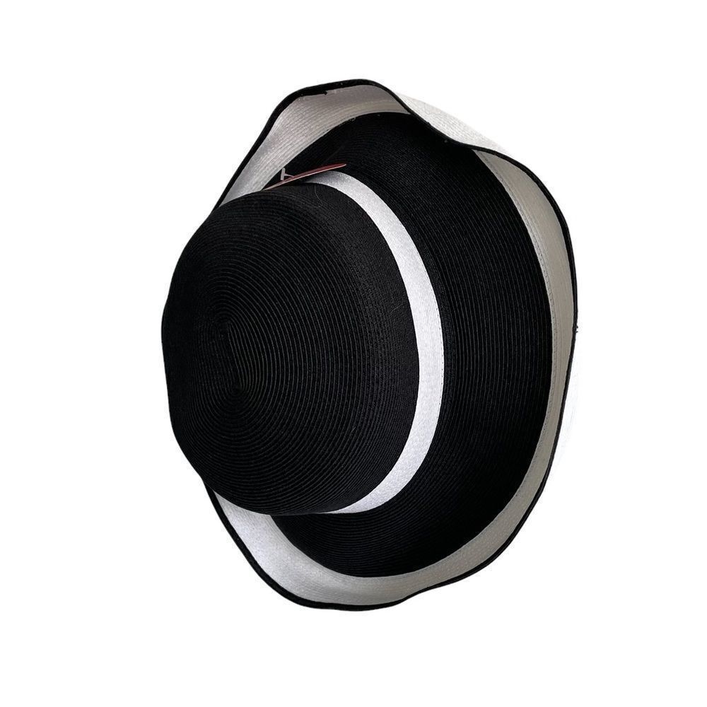 CANADIAN HAT Wide Brim Claire Sun Hat With UPF 50+ Black With White One Size